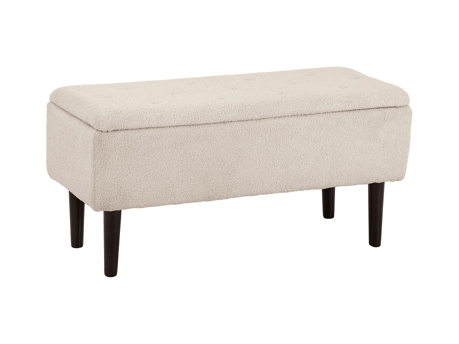 Panca contenitore fondoletto con rivestimento bouclé beige