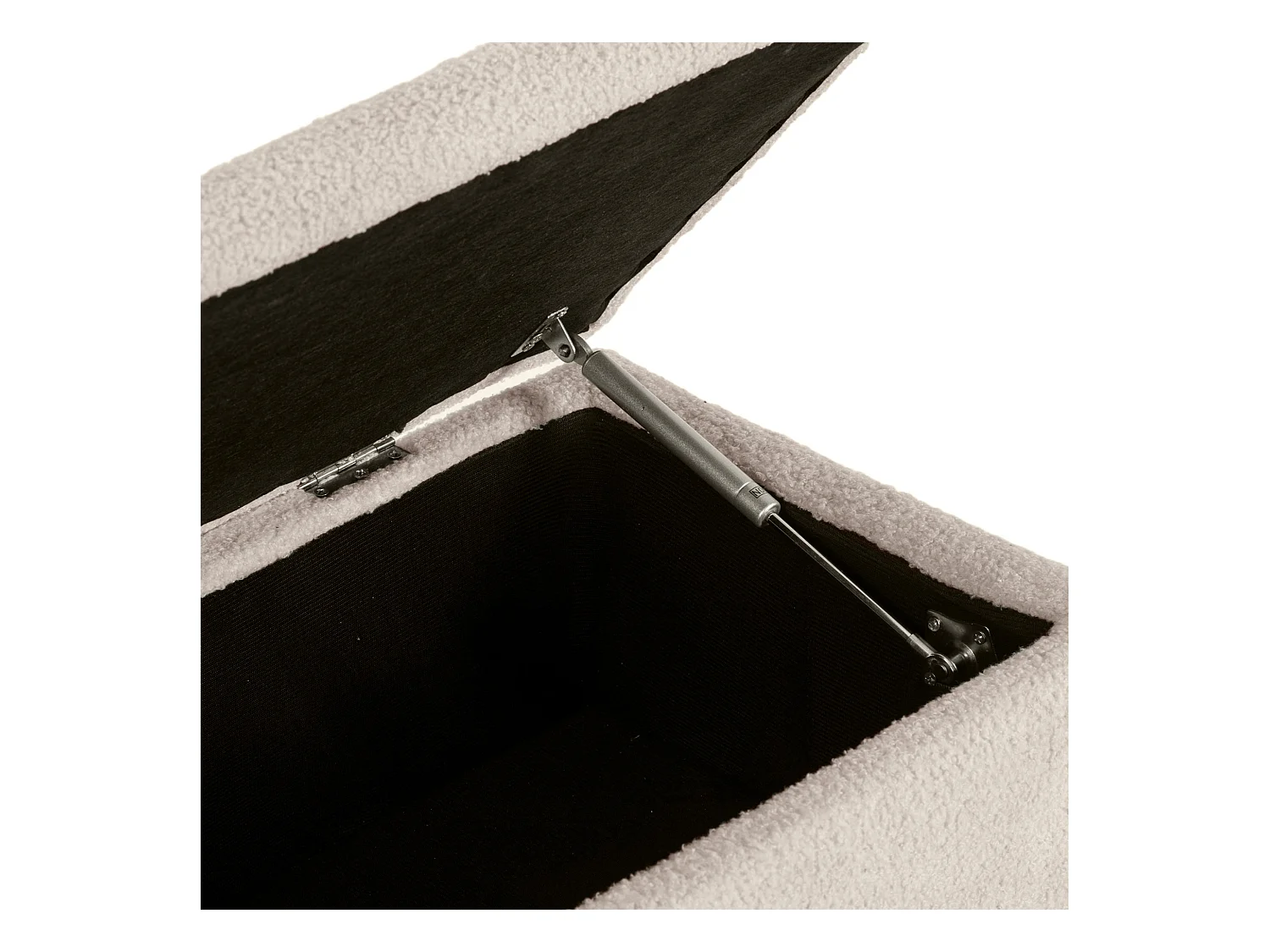 Panca contenitore fondoletto con rivestimento bouclé beige