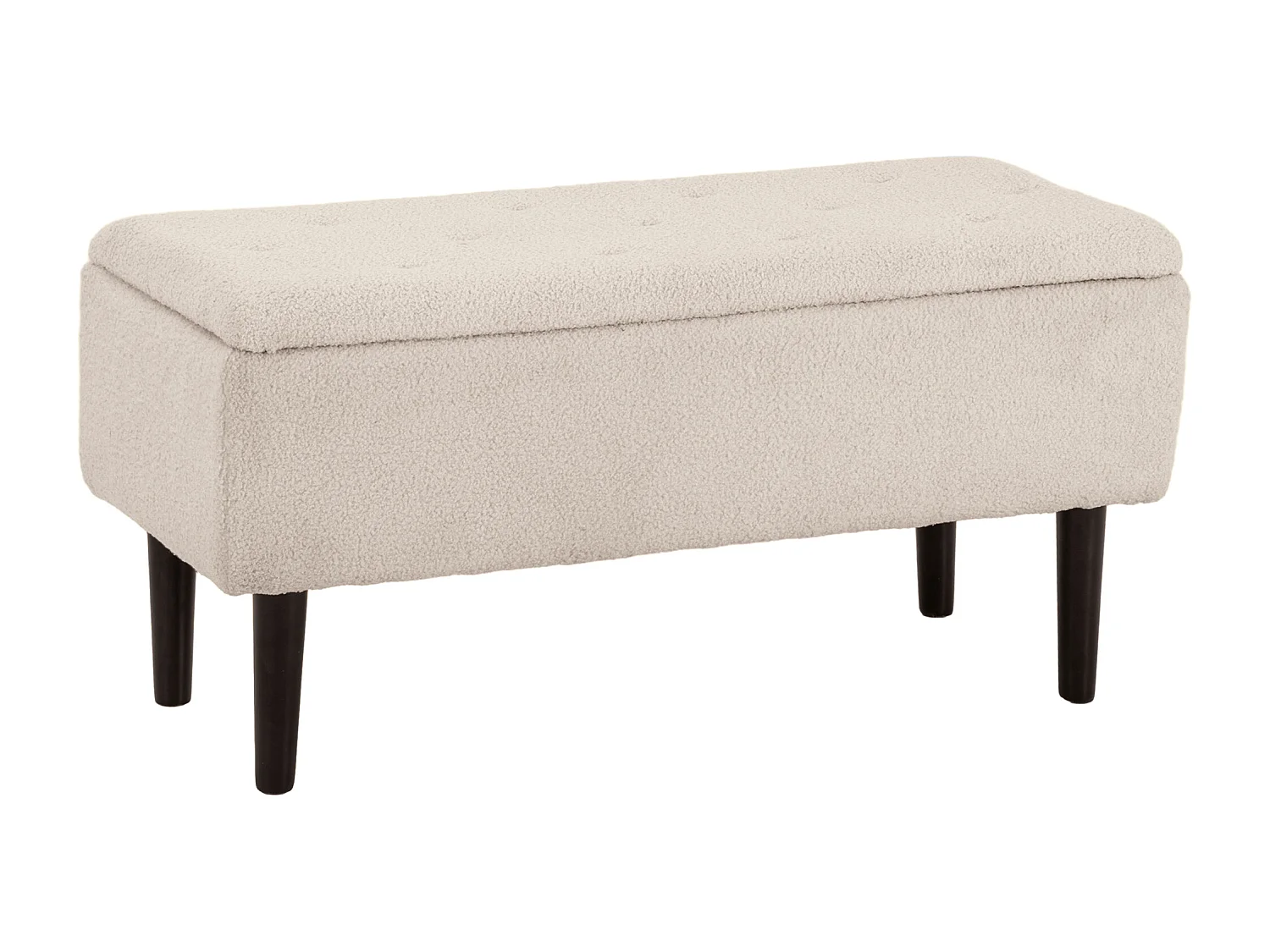 Panca contenitore fondoletto con rivestimento bouclé beige