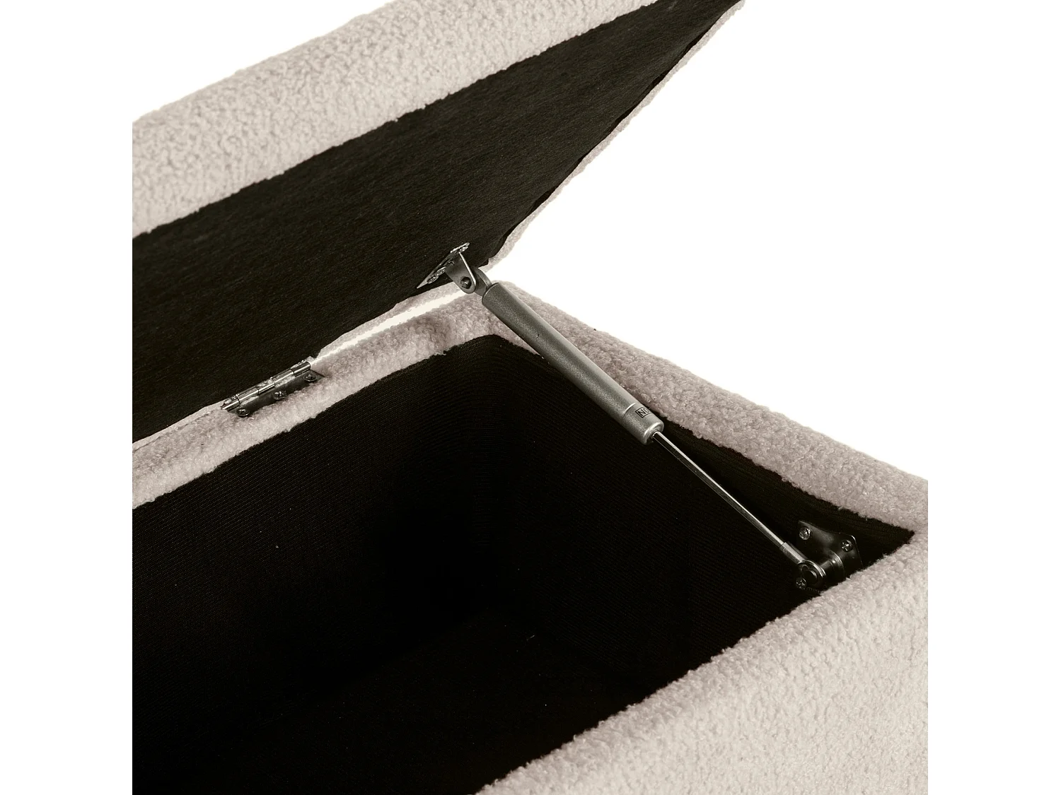 Panca contenitore fondoletto con rivestimento bouclé beige