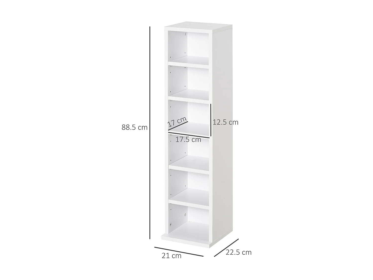 Set 2 librerie scaffale a 12 ripiani per 204 cd in truciolato bianco