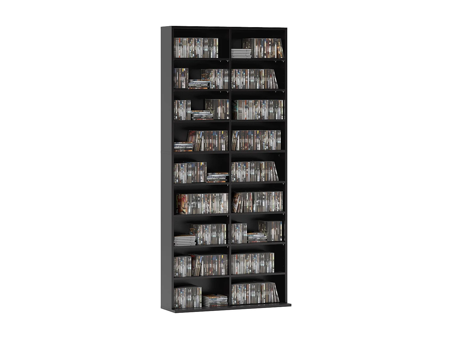 Scaffale porta cd con 14 ripiani regolabili in legno nero