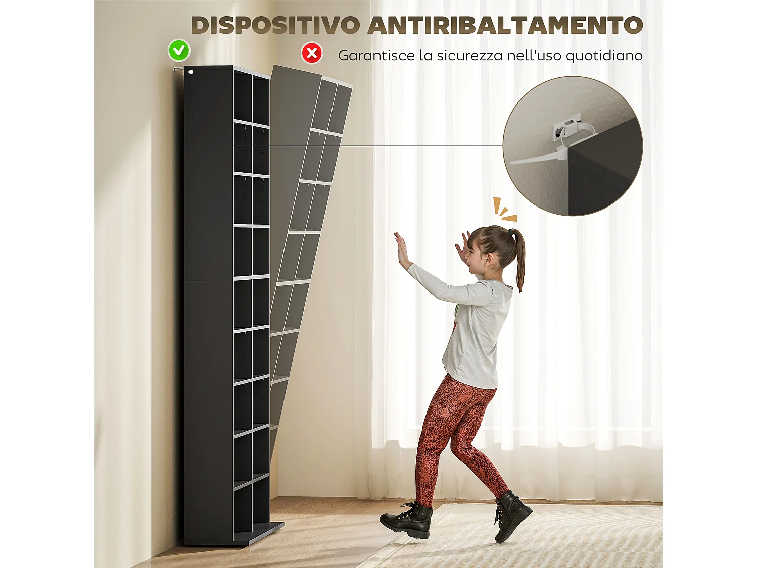 Scaffale porta cd con 14 ripiani regolabili in legno nero