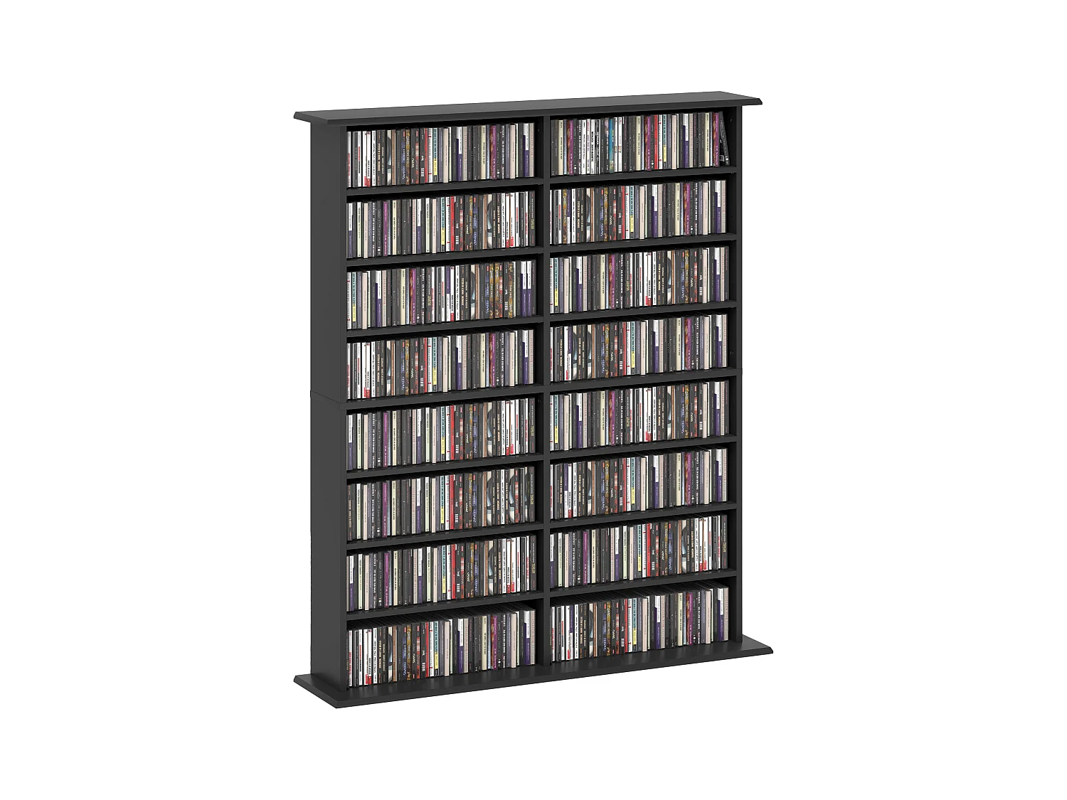 Mobile libreria a 16 ripiani per 720 cd in legno 106.5x24x123.7cm nero