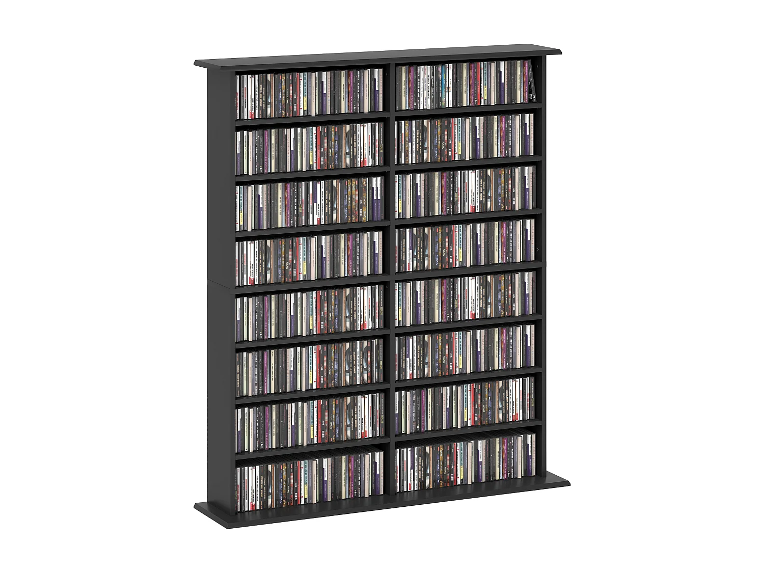 Mobile libreria a 16 ripiani per 720 cd in legno 106.5x24x123.7cm nero