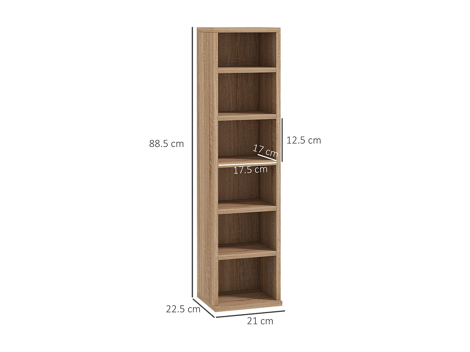 Set 2 scaffali porta CD con mensole regolabili colore legno