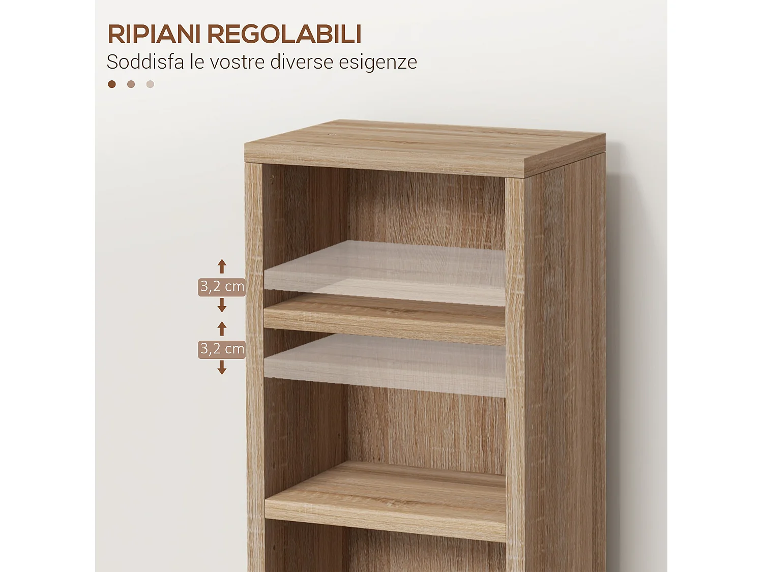 Set 2 scaffali porta CD con mensole regolabili colore legno