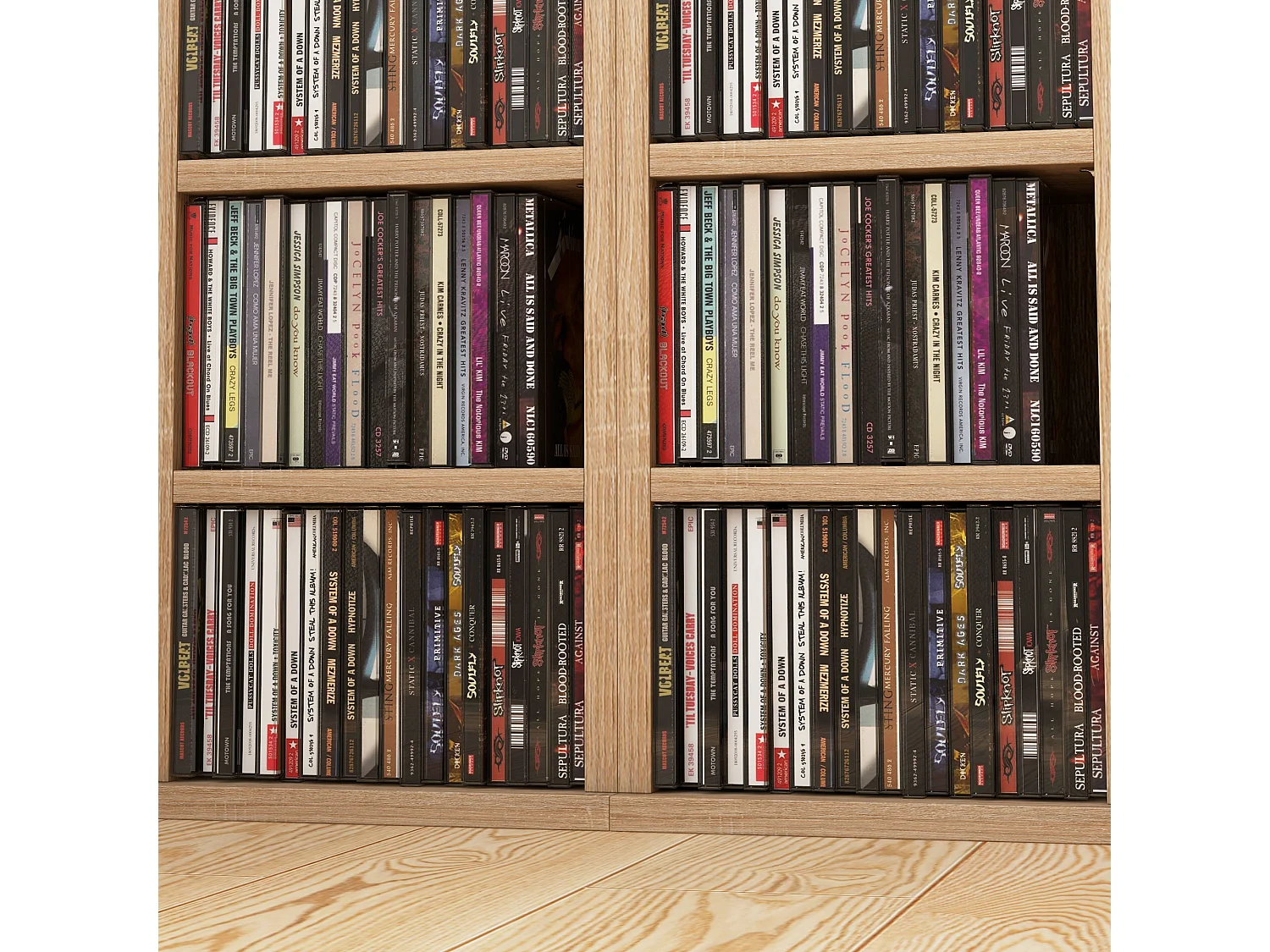 Set 2 scaffali porta CD con mensole regolabili colore legno