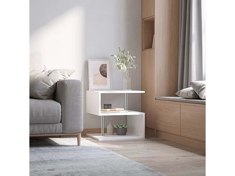 Tavolino basso da salotto in legno bianco