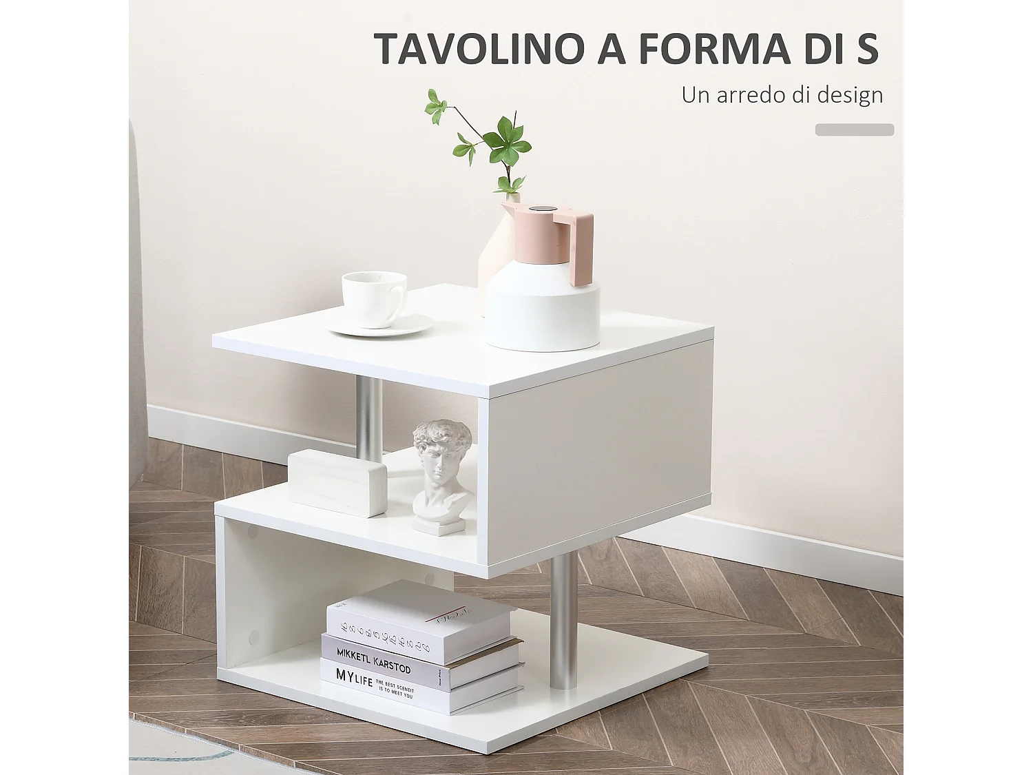 Tavolino basso da salotto in legno bianco