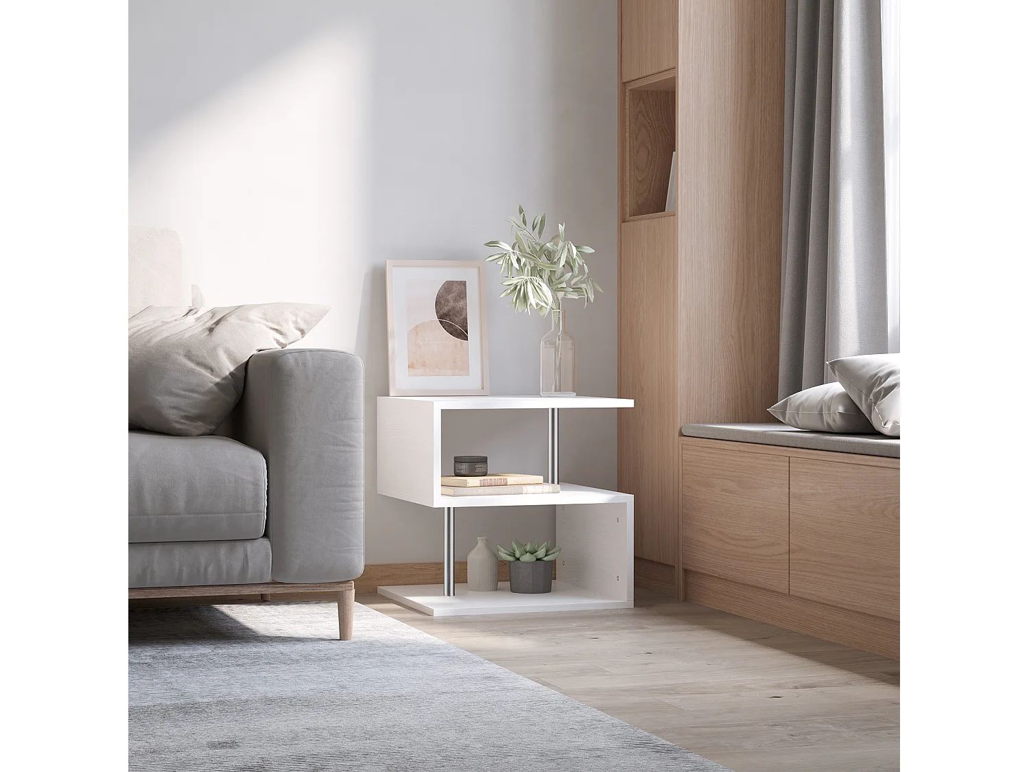 Tavolino basso da salotto in legno bianco