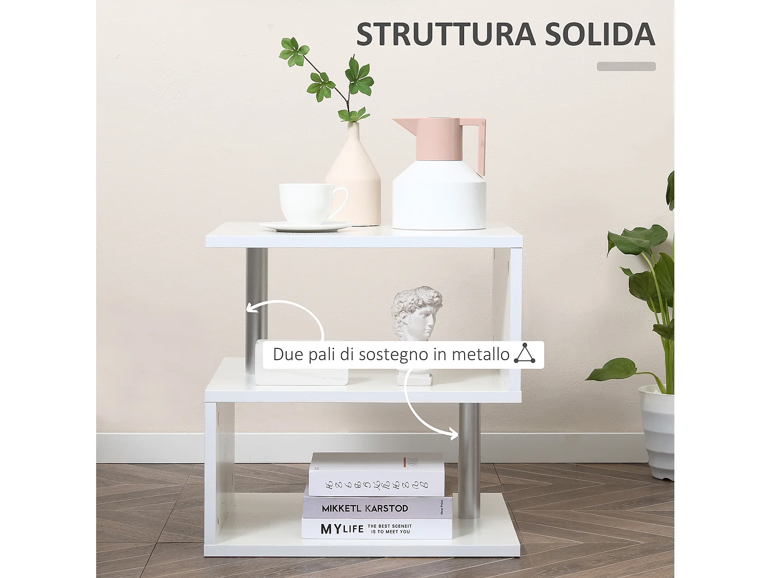 Tavolino basso da salotto in legno bianco