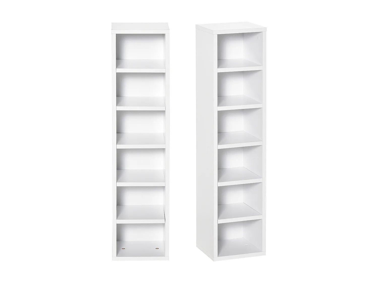 Set 2 librerie scaffale porta cd a 12 ripiani in legno bianco