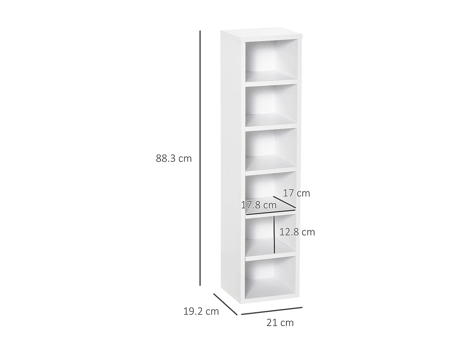 Set 2 librerie scaffale porta cd a 12 ripiani in legno bianco