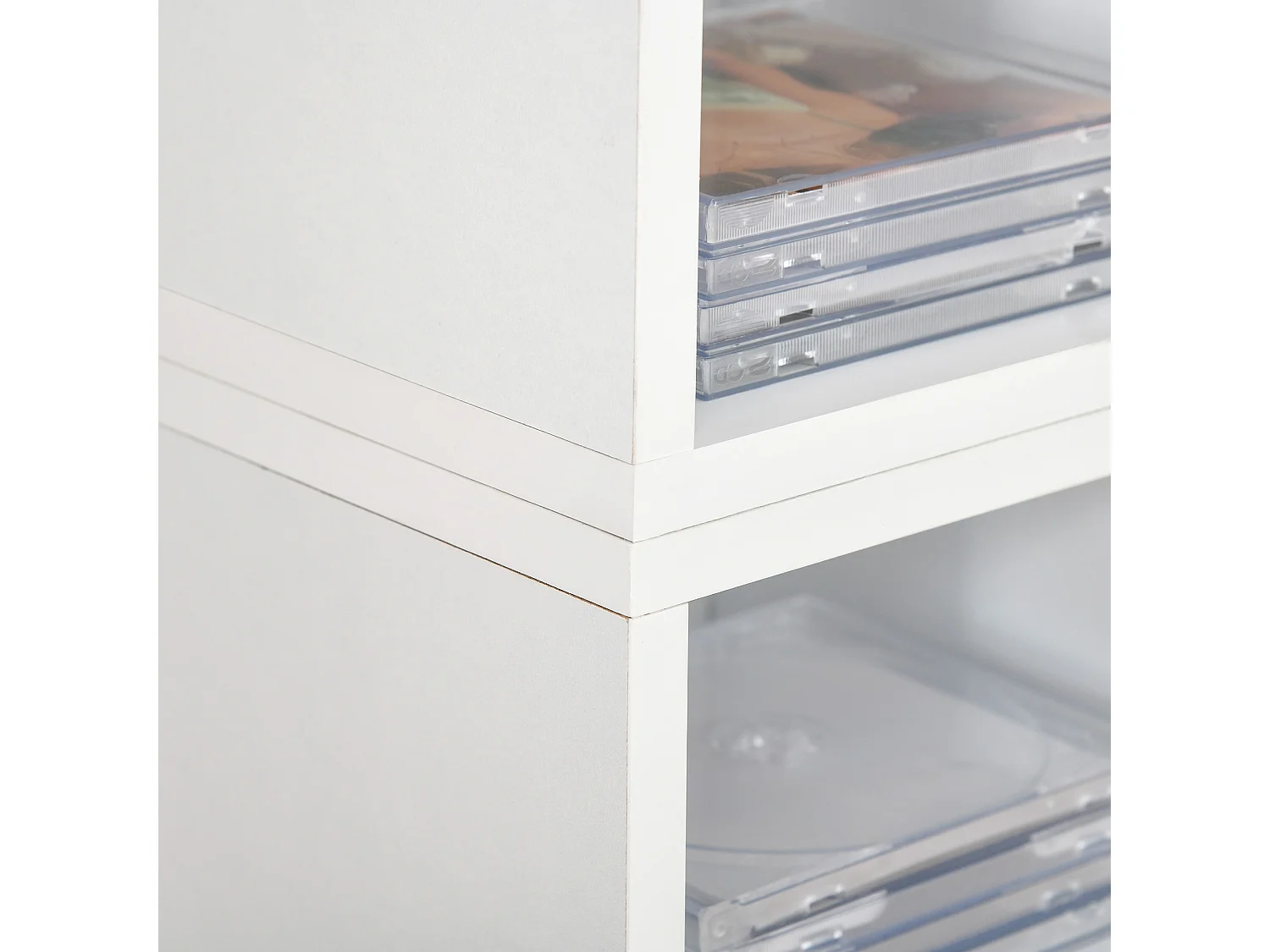 Set 2 librerie scaffale porta cd a 12 ripiani in legno bianco