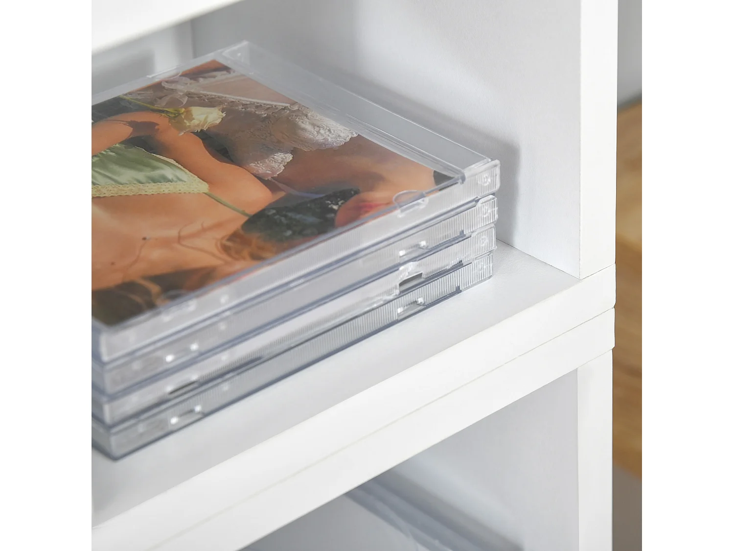 Set 2 librerie scaffale porta cd a 12 ripiani in legno bianco