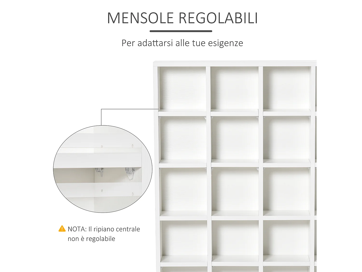 Mobile libreria porta cd a 24 ripiani regolabili bianco