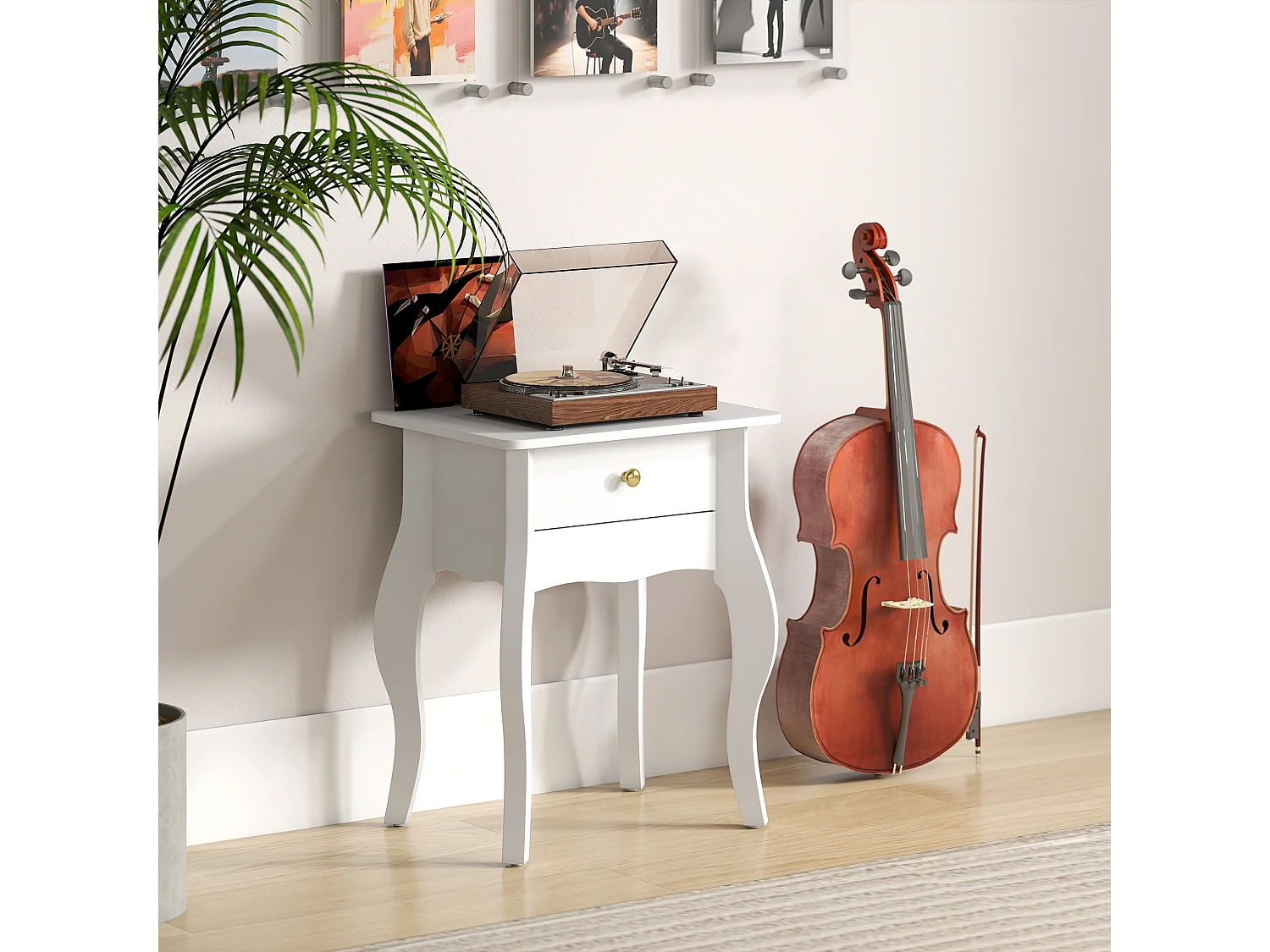 Tavolino da salotto con cassetto in stile francese con gambe curve