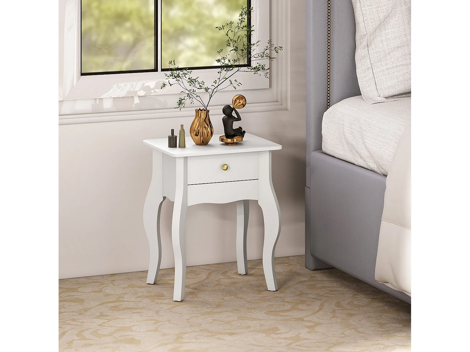 Tavolino da salotto con cassetto in stile francese con gambe curve