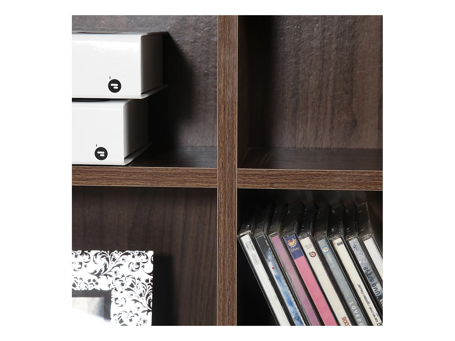 Mobile libreria modulare porta cd con 36 ripiani regolabili marrone