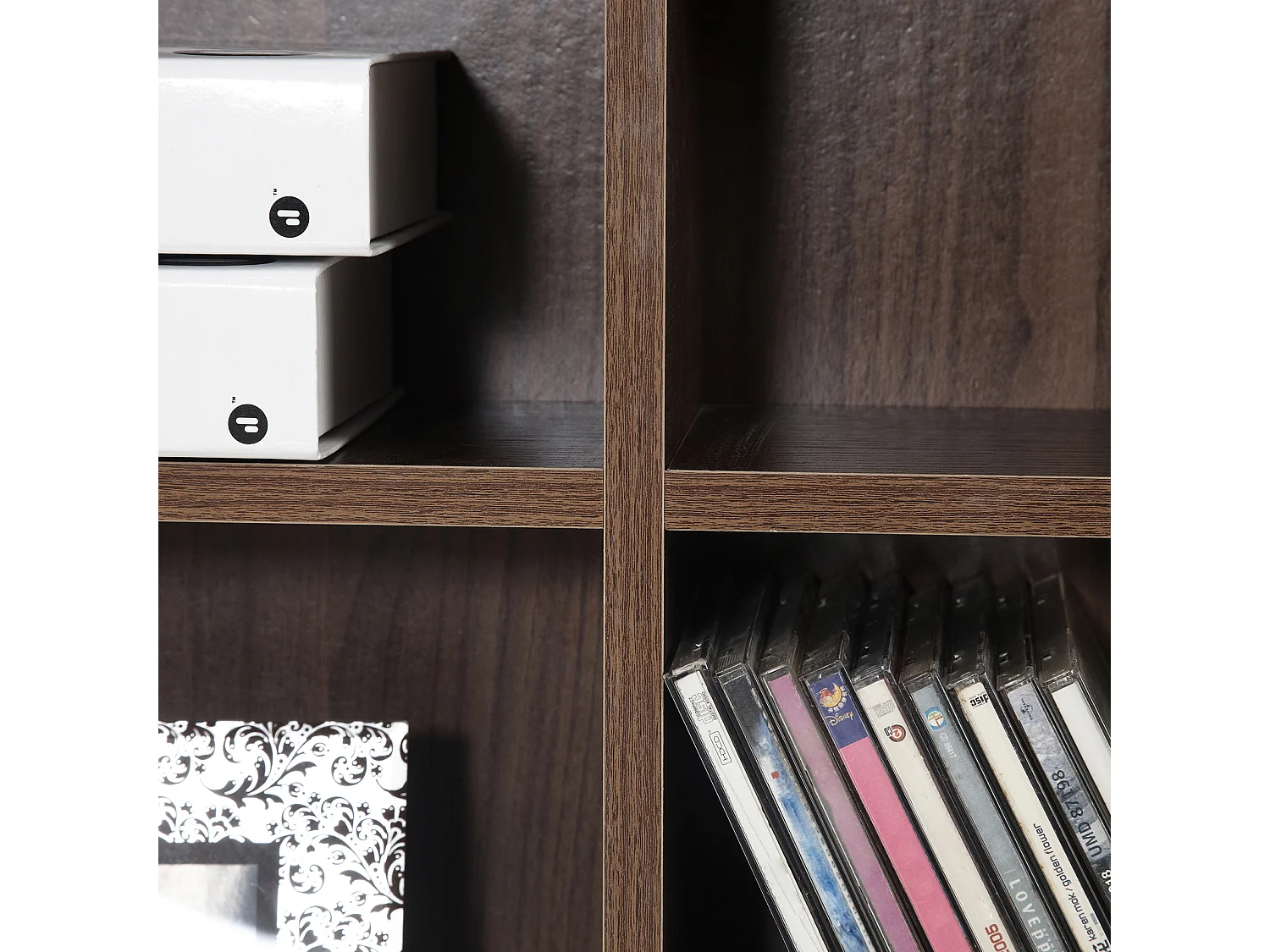 Mobile libreria modulare porta cd con 36 ripiani regolabili marrone