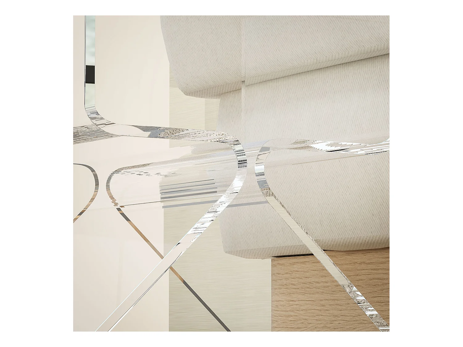 Tavolino basso 2 livelli con gambe triangolari in acrilico trasparente