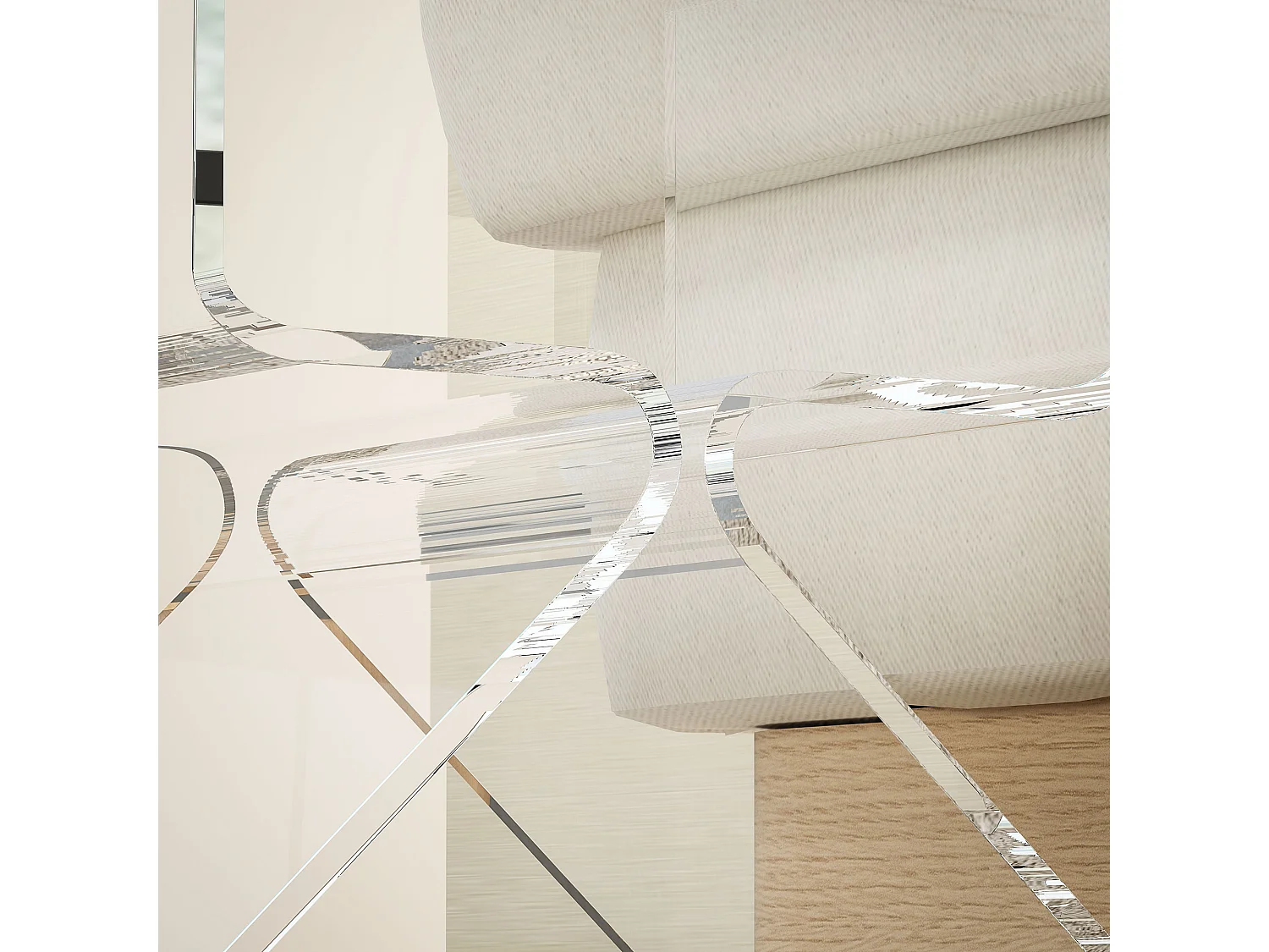 Tavolino basso 2 livelli con gambe triangolari in acrilico trasparente