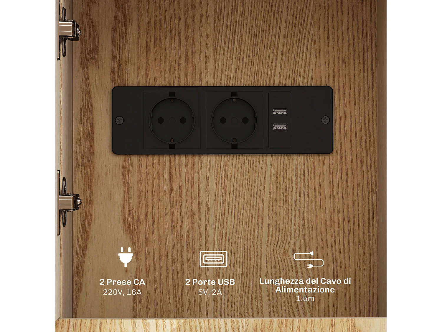 Tavolino da salotto in stile boho con 2 ripiani in mdf color legno