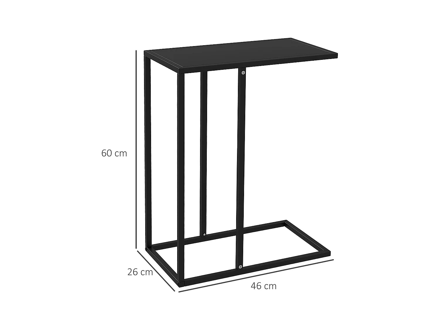 Tavolino da salotto industriale a forma di c in acciaio nero