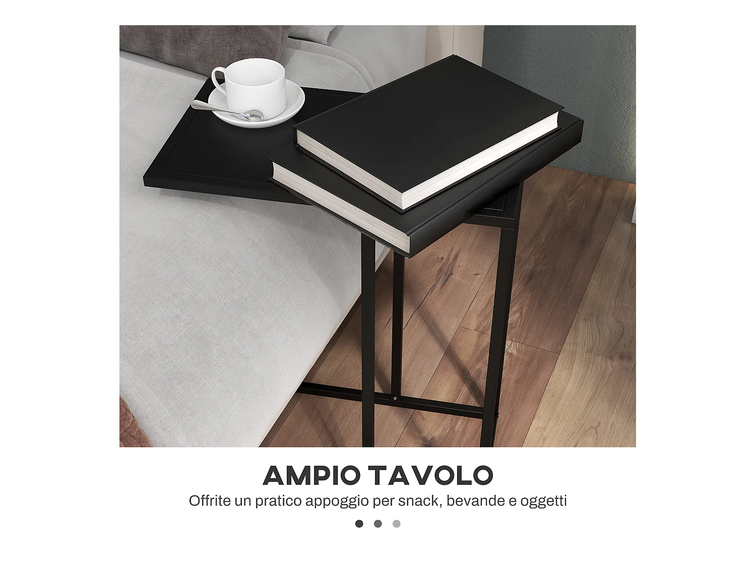 Tavolino da salotto industriale a forma di c in acciaio nero