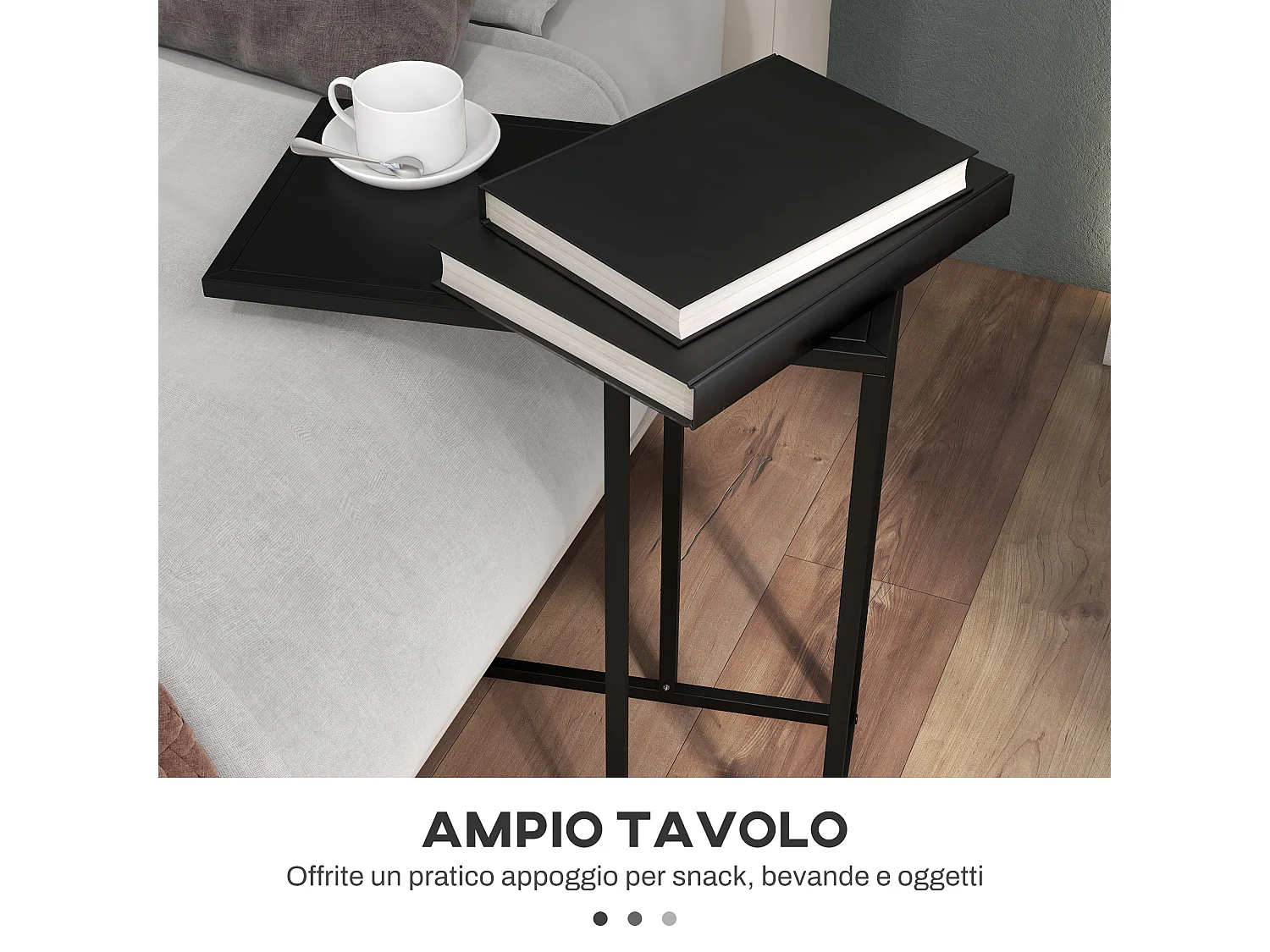 Tavolino da salotto industriale a forma di c in acciaio nero