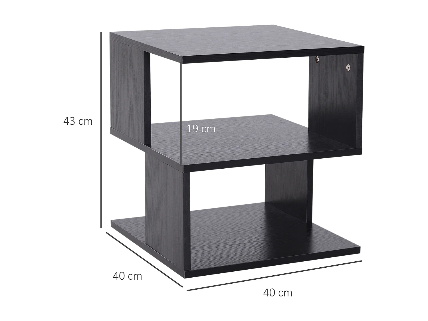 Tavolino da salotto moderno a 3 ripiani in legno 40x40x43cm