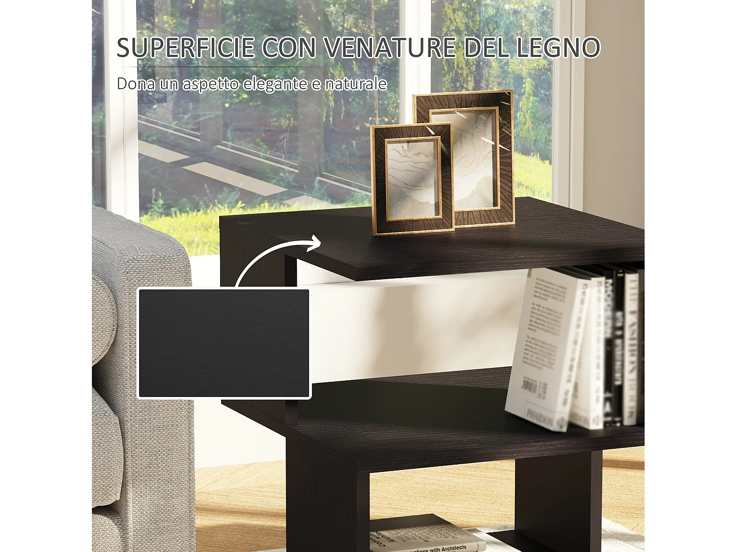 Tavolino da salotto moderno a 3 ripiani in legno 40x40x43cm