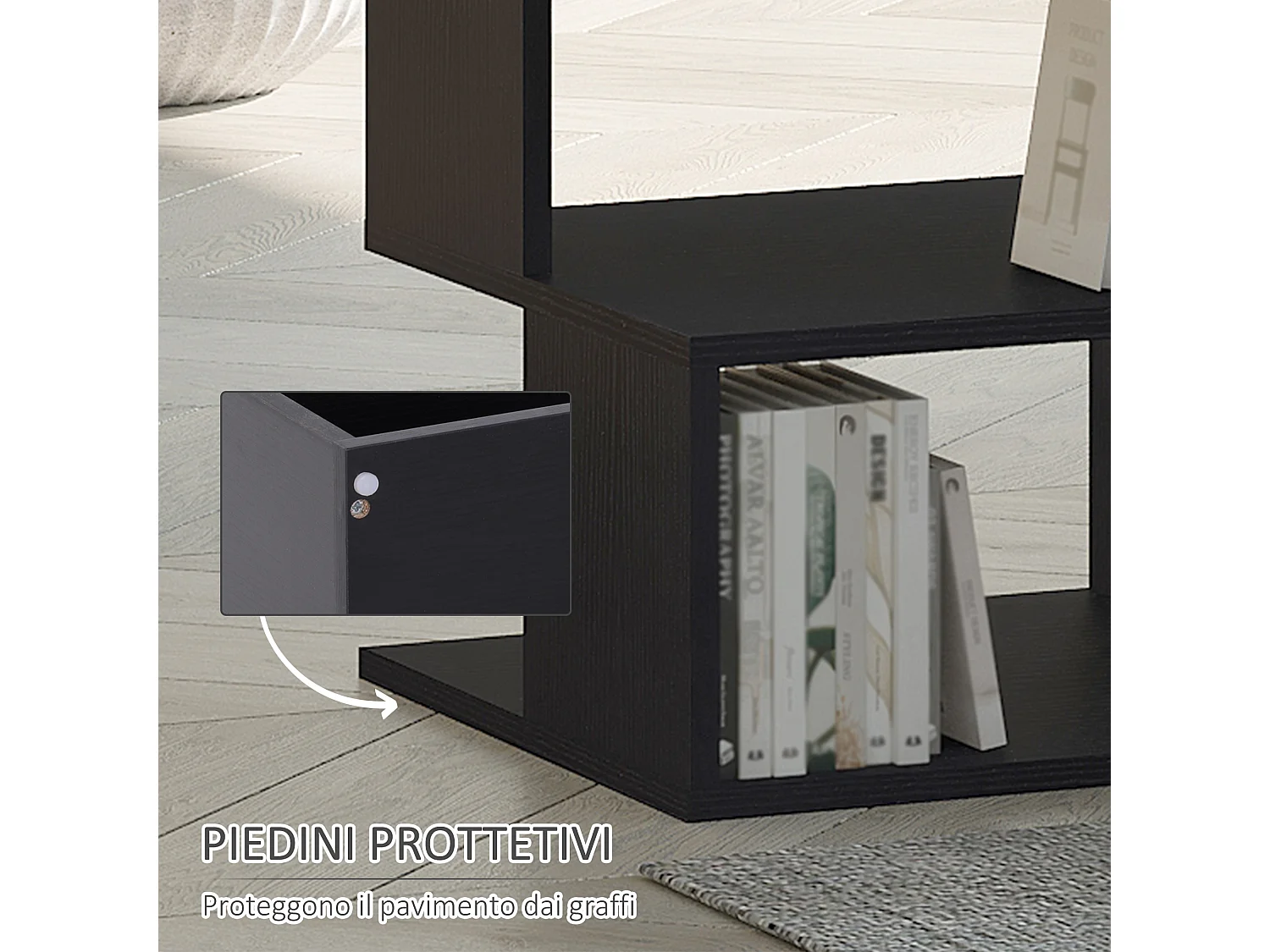 Tavolino da salotto moderno a 3 ripiani in legno 40x40x43cm