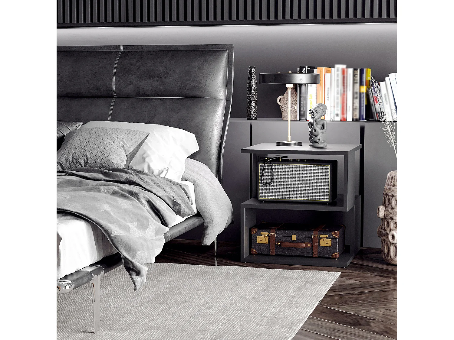 Tavolino da salotto moderno a 3 ripiani in legno 40x40x43cm