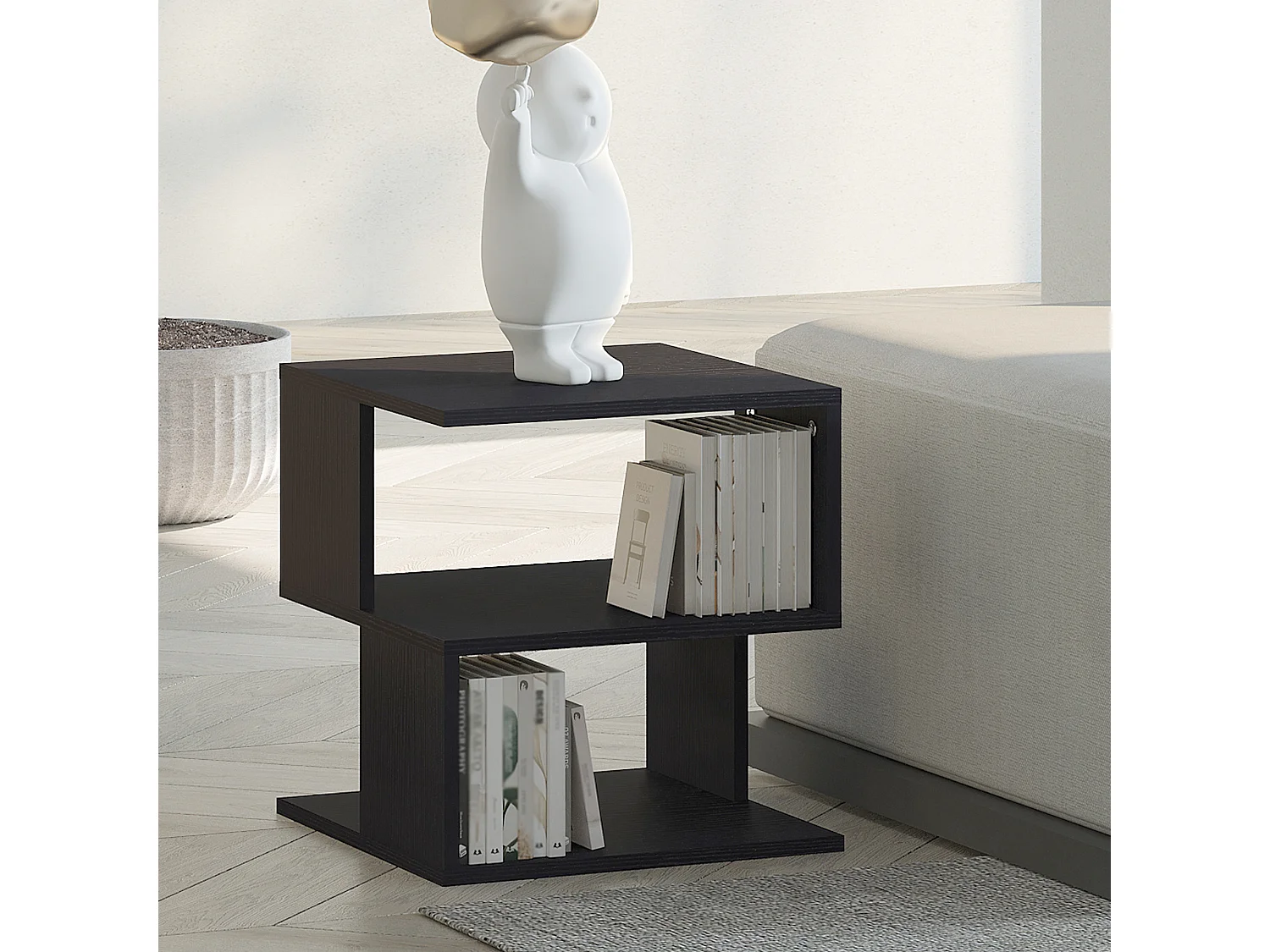 Tavolino da salotto moderno a 3 ripiani in legno 40x40x43cm