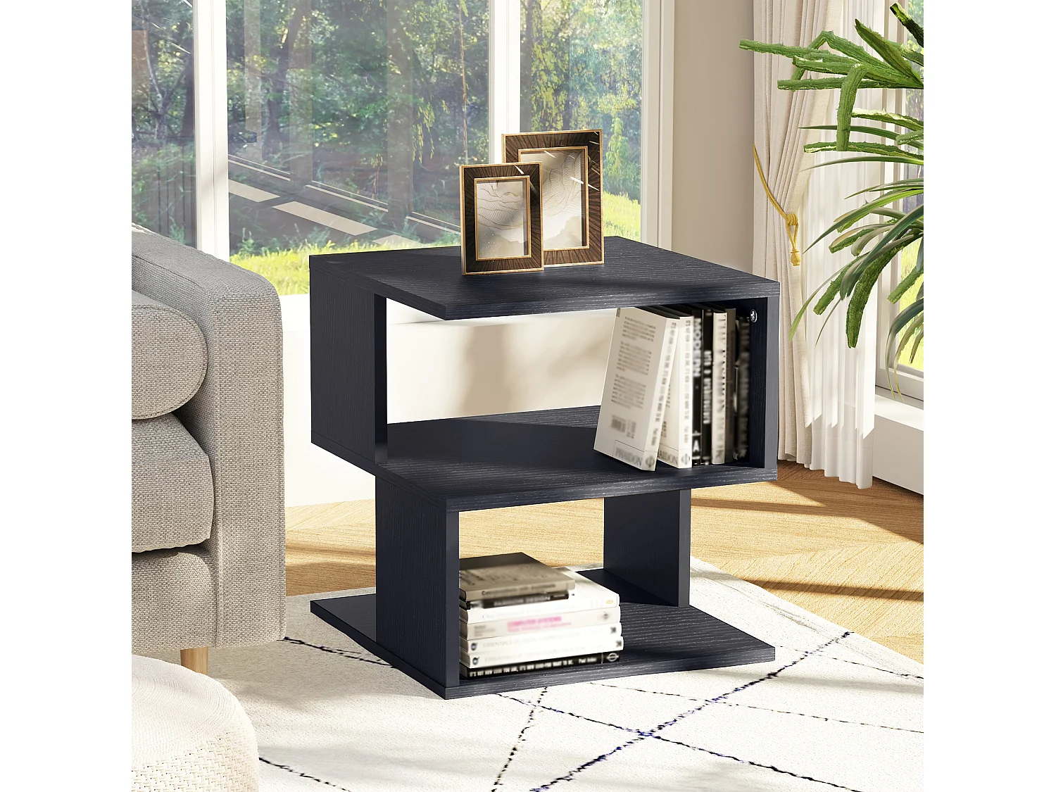 Tavolino da salotto moderno a 3 ripiani in legno 40x40x43cm