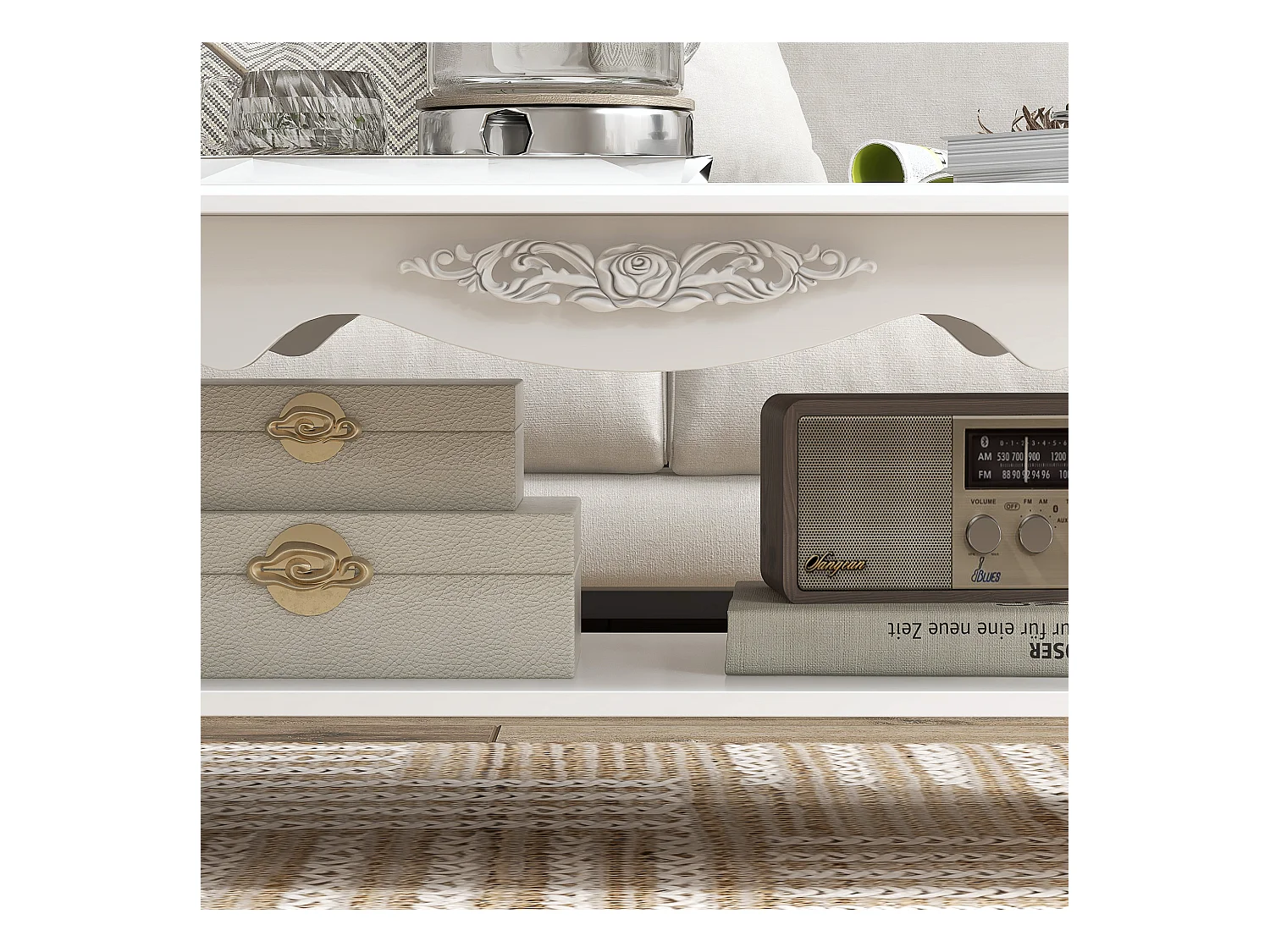 Tavolino da salotto da caffè basso in legno bianco