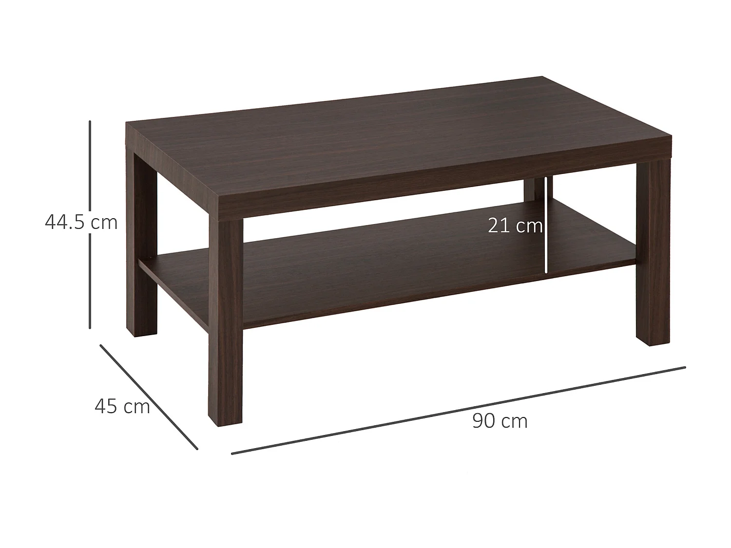 Tavolino da salotto con ripiano legno marrone