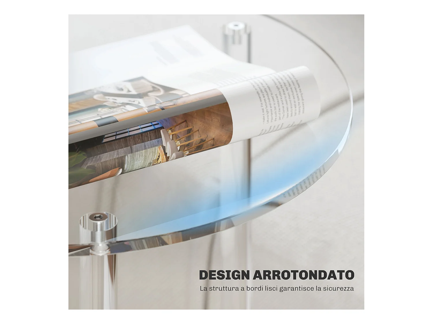 Tavolino basso e rotondo a 2 livelli in acrilico Ø40x50 cm