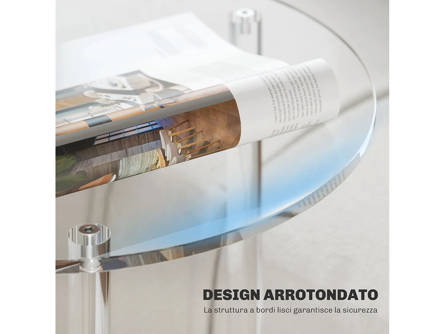 Tavolino basso e rotondo a 2 livelli in acrilico Ø40x50 cm