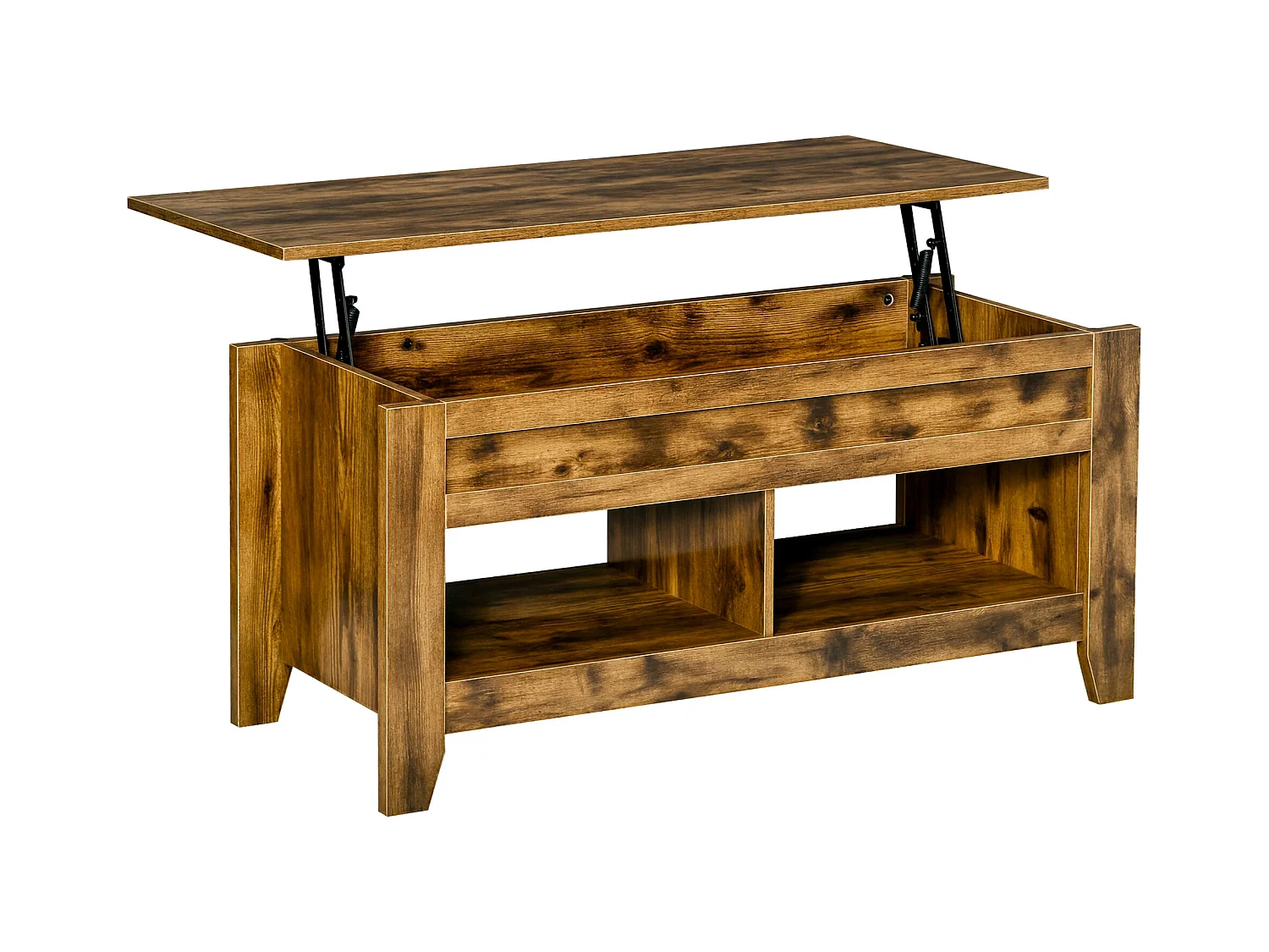 Tavolino contenitore con piano sollevabile in legno 105x50x49cm