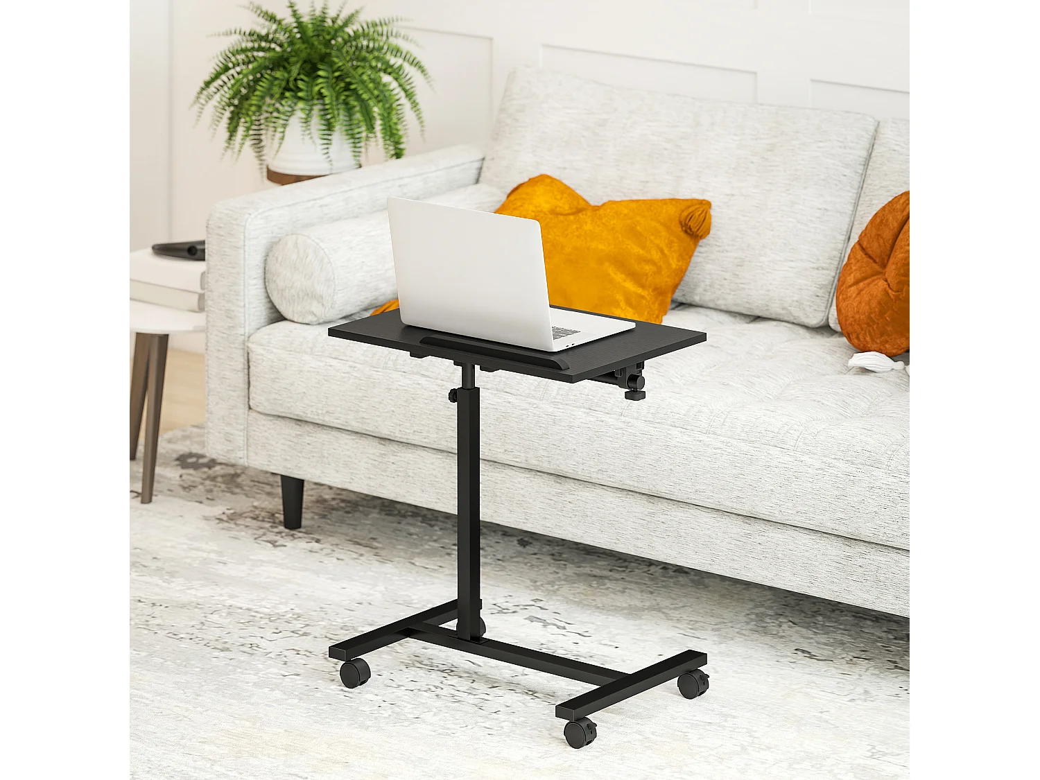 Tavolino porta pc con ruote bloccabili e piano inclinabile nero