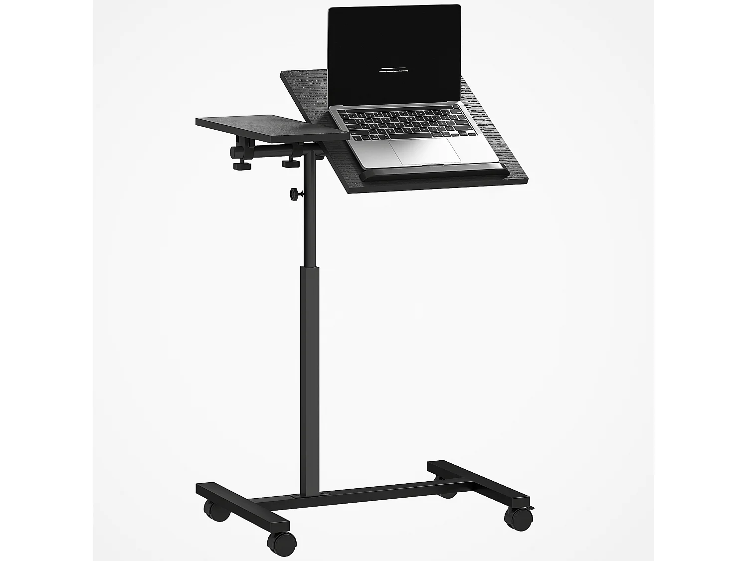 Tavolino porta pc con ruote bloccabili e piano inclinabile nero