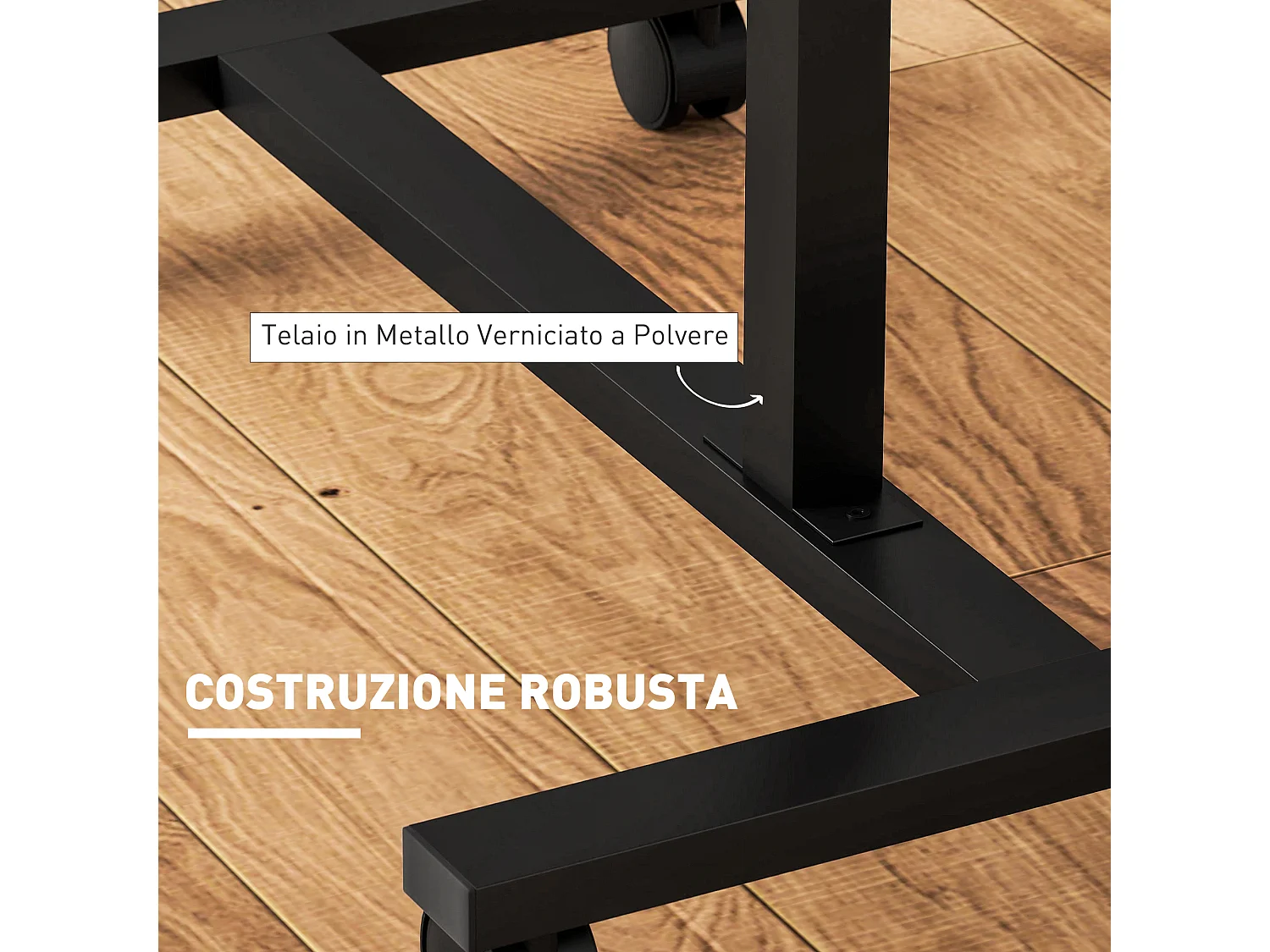 Tavolino porta pc con ruote bloccabili e piano inclinabile nero