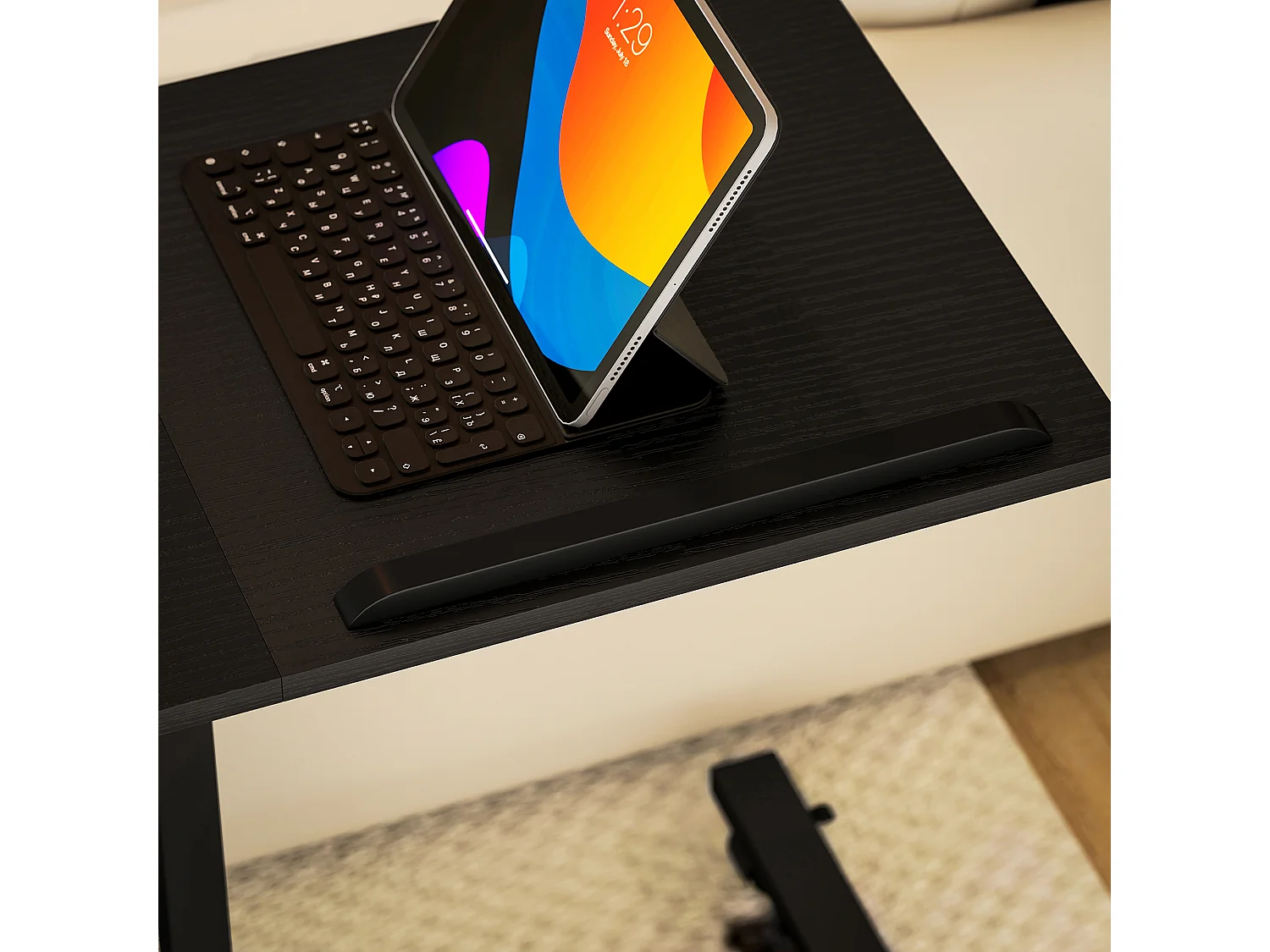 Tavolino porta pc con ruote bloccabili e piano inclinabile nero