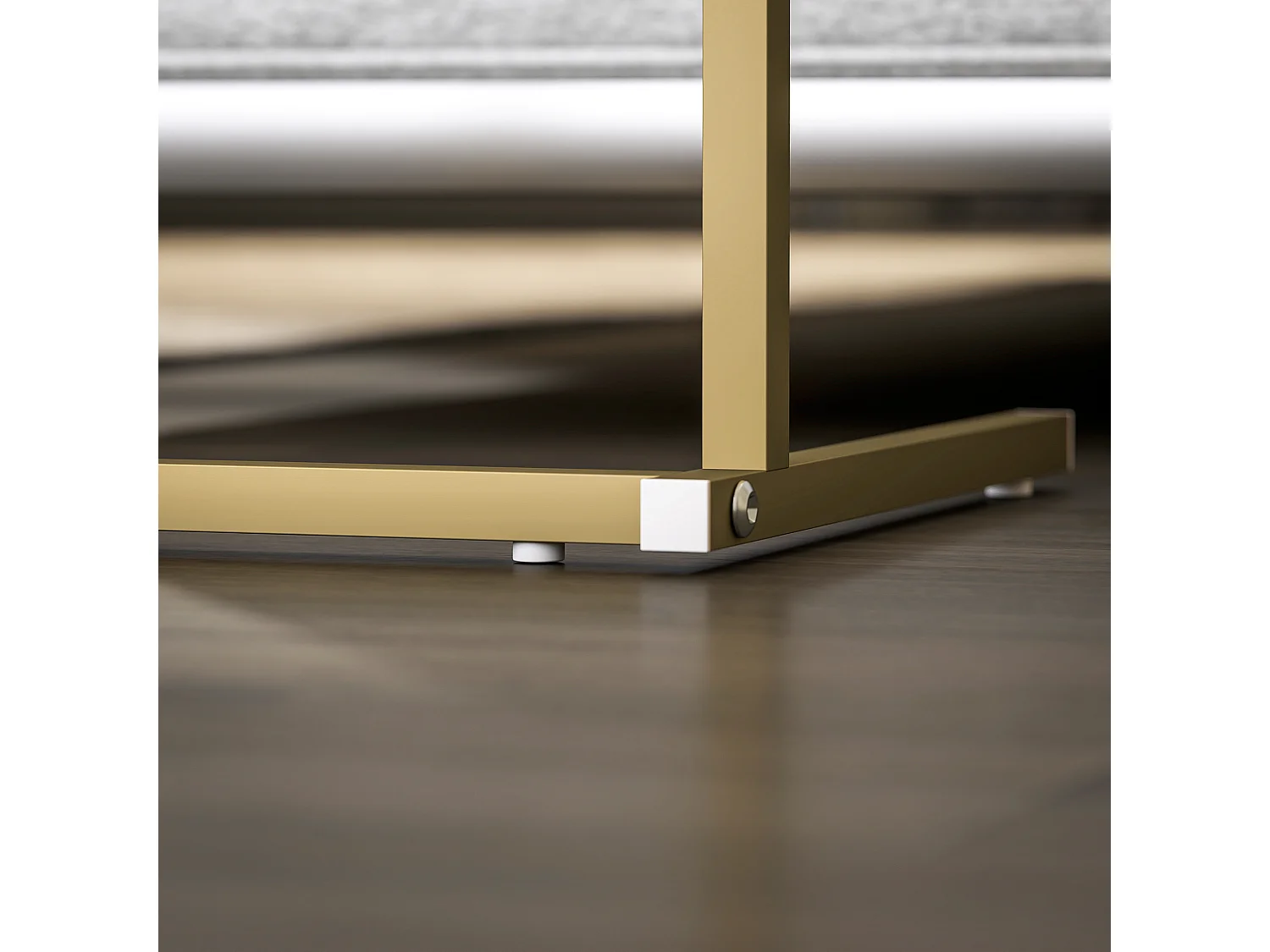 Tavolino da salotto con prese di corrente e usb effetto marmo bianco