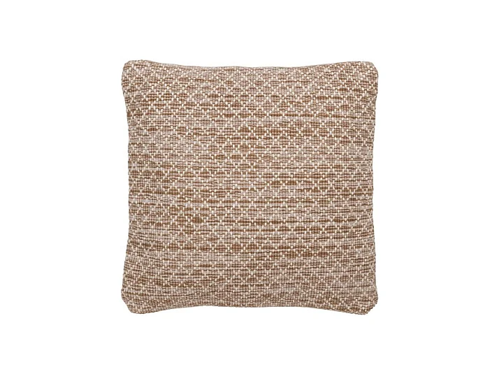 Cojín cuadrado para exterior en poliéster marrón/blanco 45x45x12 cm
