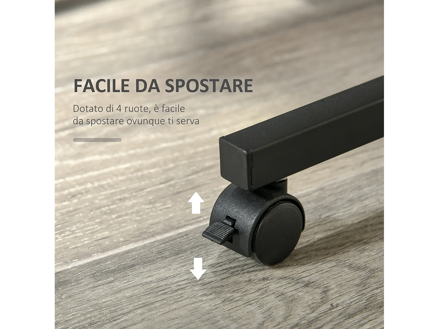 Tavolino da divano stile industriale altezza regolabile 4 ruote