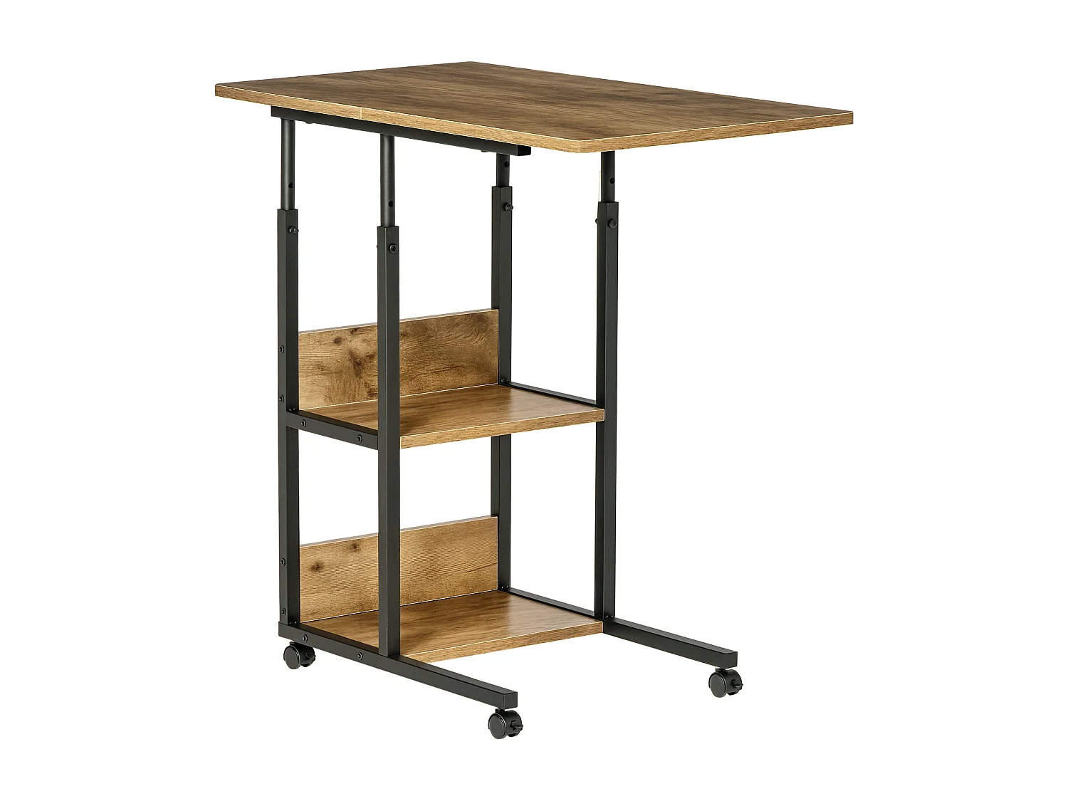 Tavolino da divano stile industriale altezza regolabile 4 ruote